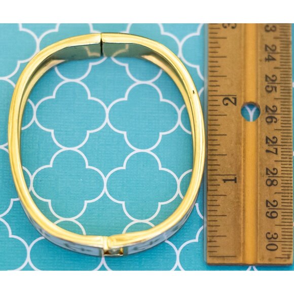 7 inch, Vintage Anchor Symbol White Band Gold Tone Hinge Bangle - R36 - Picture 3 of 3